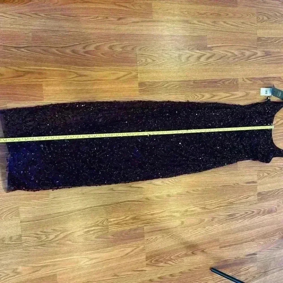 Adrianna Papell Sparkly Sequin Gown Slit Midnight Plum BRAND NEW TAGS - Picture 8 of 15